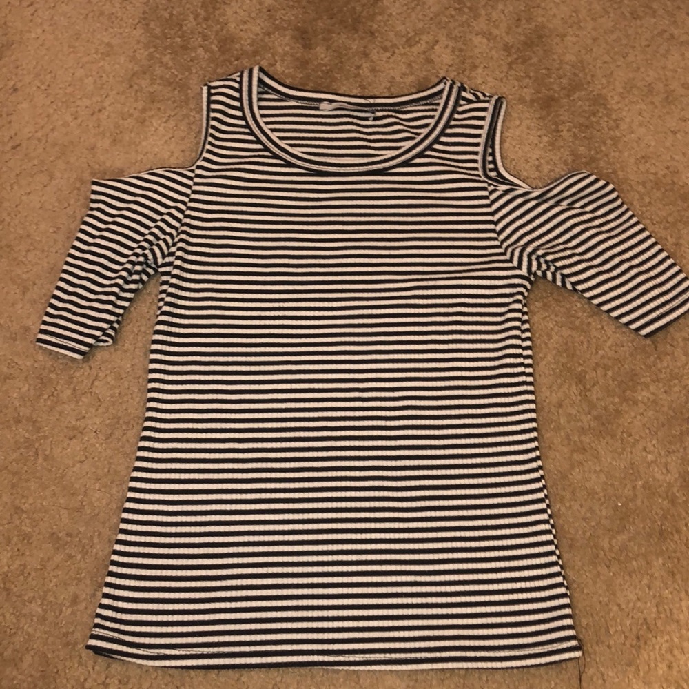 Striped Cold Shoulder Top